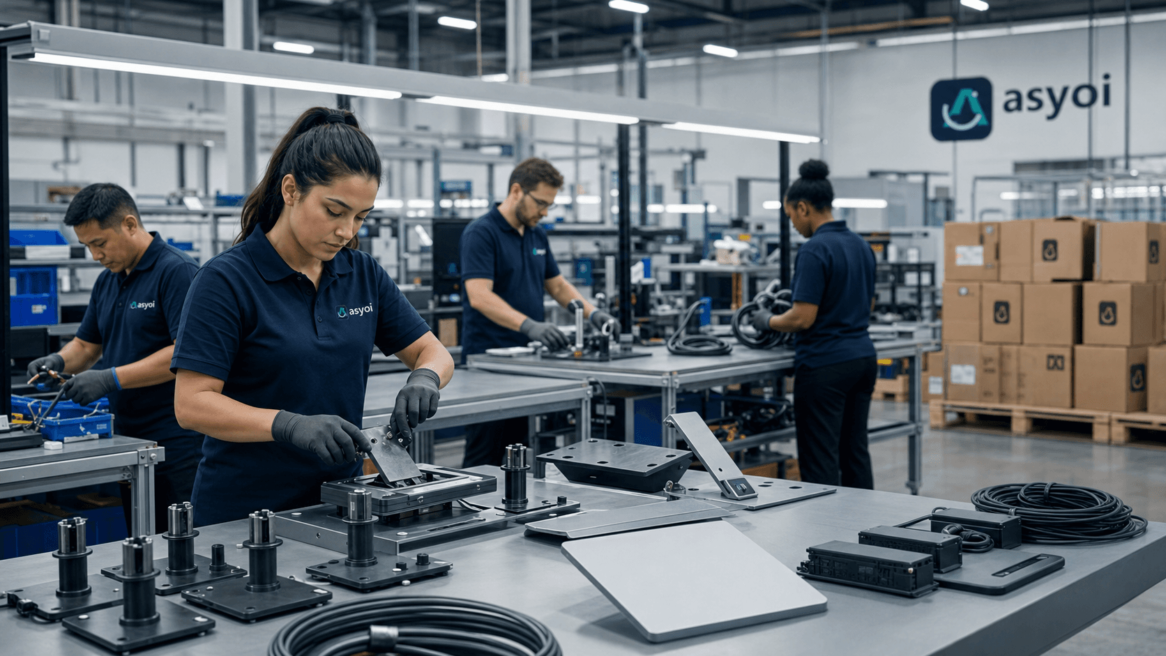 Asyoi production team assembling connectivity hardware